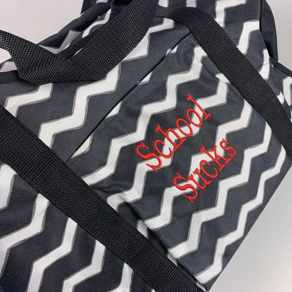 Thirty-One‎ 31 All Day Organizing Tote Black Chevron Red Embroidery School Sucks